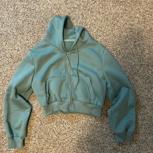 green blue shein cropped hoodie